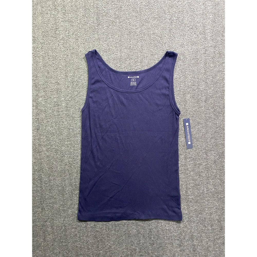 Architect Women Pullover Sleeveless Tank Top Navy Blue Cotton Stretch Size XL